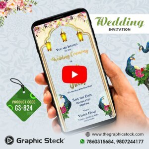 Traditional peacock wedding invitation video royal Indian WhatsApp invite GS-824