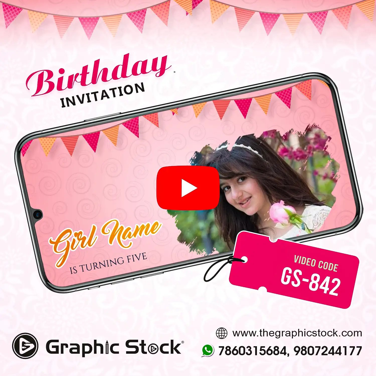 Girl Birthday Invitation Video Animated Kids Birthday Invite – GS-842