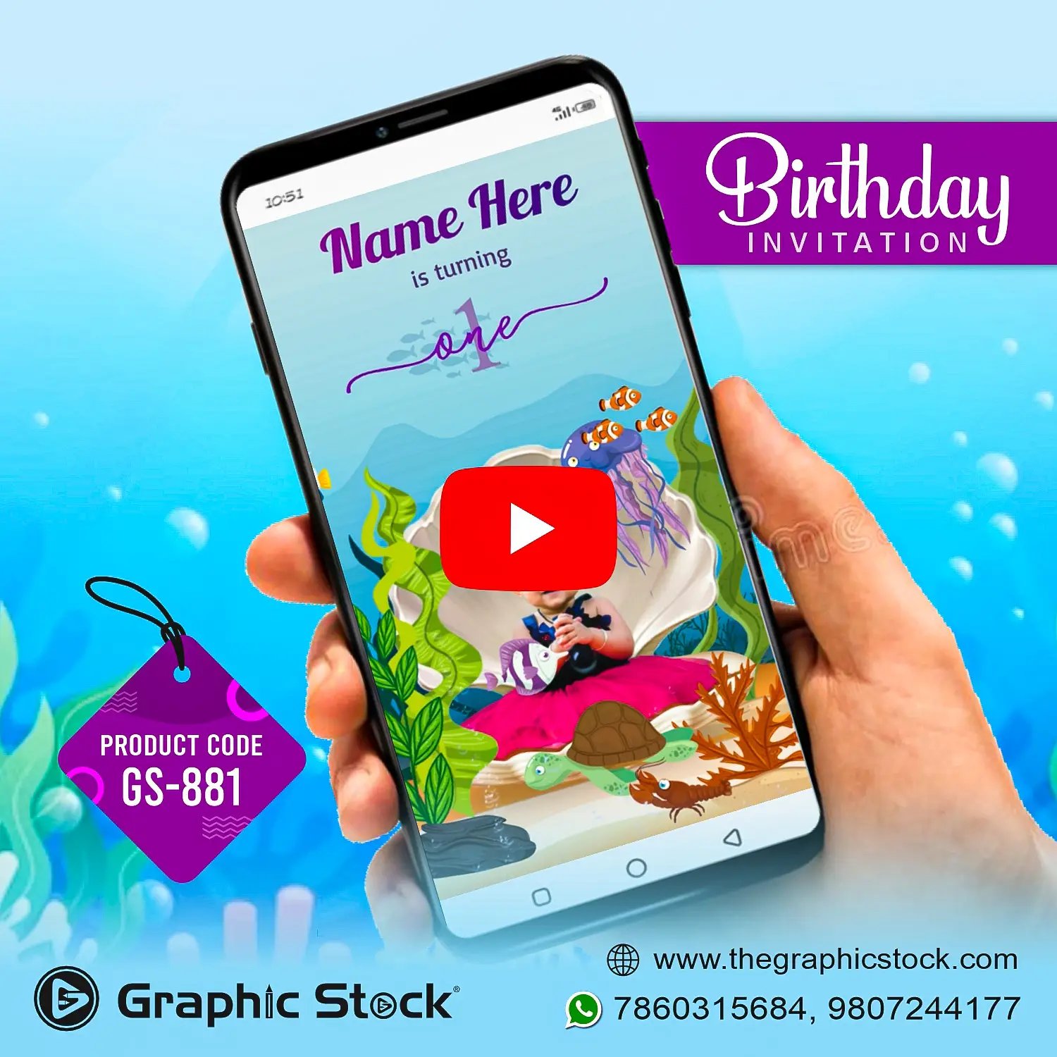 Ocean Theme Birthday Invitation Video – GS-881