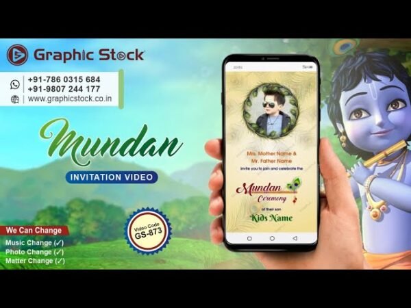 Krishna Theme Mundan Invitation Video Vertical – GS-873