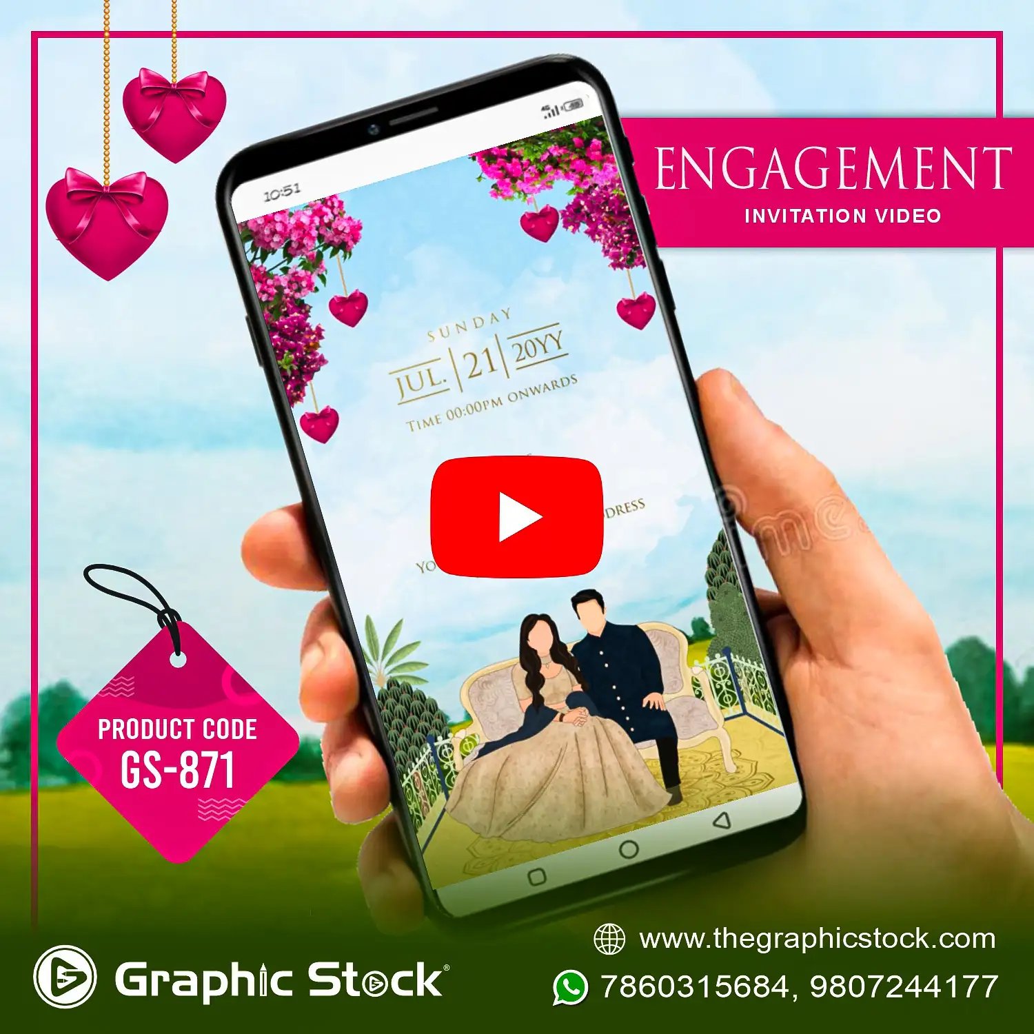 Engagement Invitation Video with Caricature Vertical – GS-871