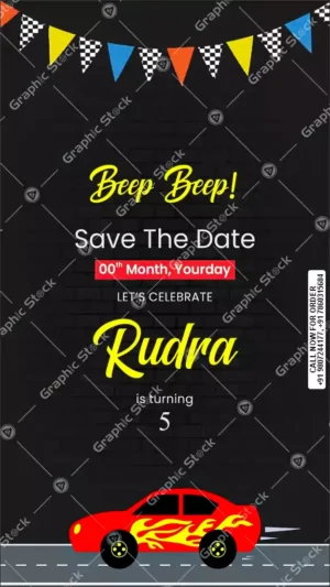 Kids Birthday Invitation Card Car Theme Save The Date – GS-C221