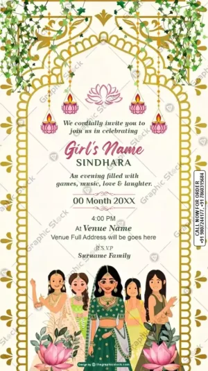 Traditional Sindhara Ceremony Invitation Card GS-C227 by Graphic Stock