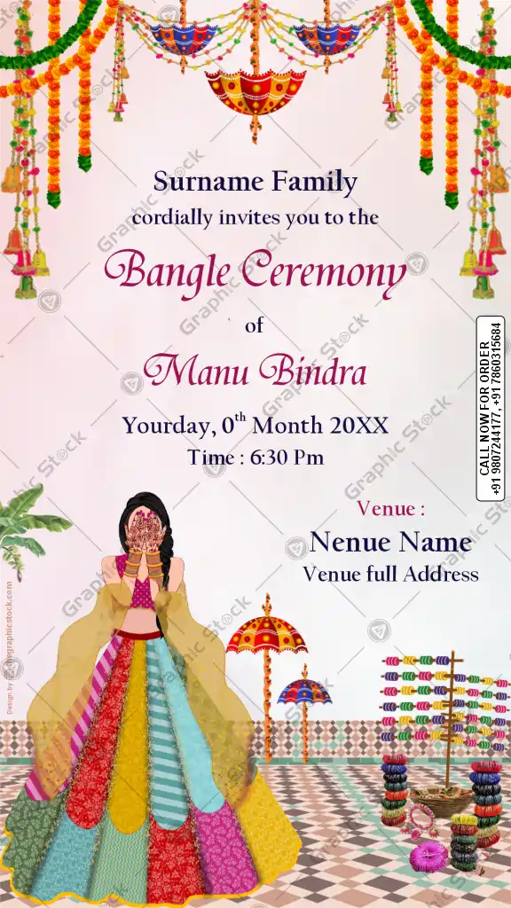Traditional Bangle Ceremony Invitation Card GS-C230 by Graphic Stock