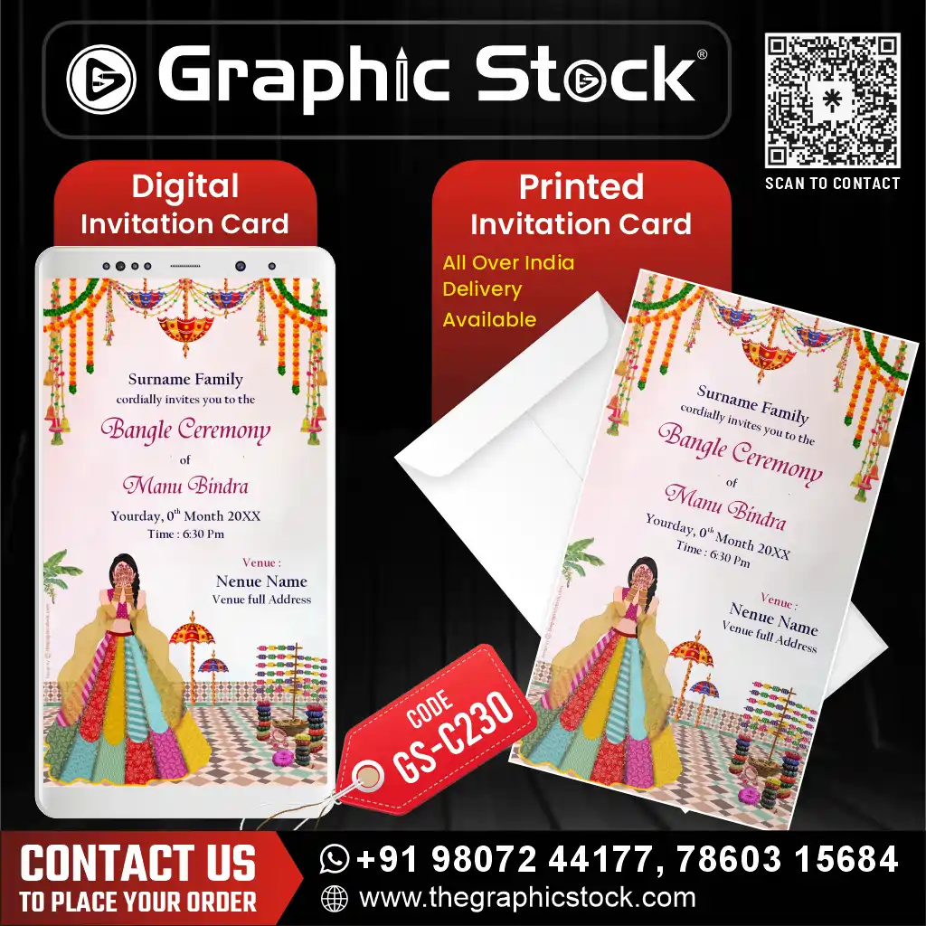 Traditional Bangle Ceremony Invitation Card GS-C230 by Graphic Stock