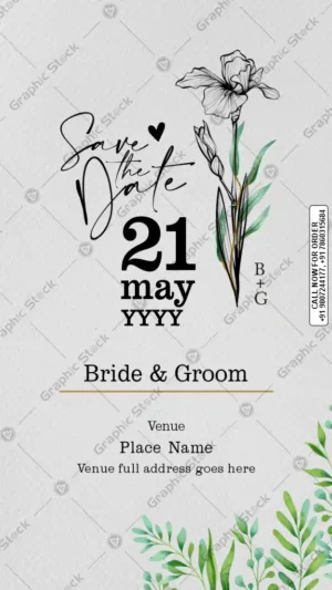 Minimalist Floral Wedding Save the Date Card GS-C231 by Graphic Stock