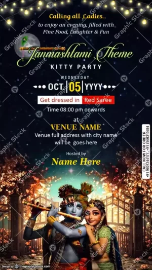 Janmashtami Theme Kitty Party Invitation Card GS-C233 by Graphic Stock