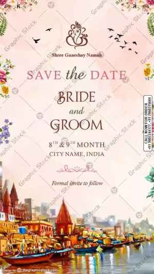 Traditional Indian Wedding Save the Date Card invitation GS-C235 by Graphic Stock