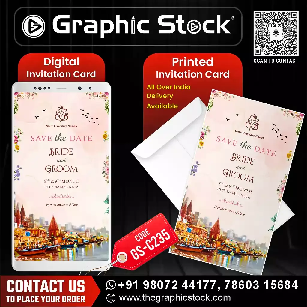 Traditional Indian Wedding Save the Date Card GS-C235 by Graphic Stock