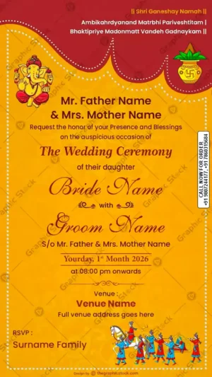 Traditional Hindu Wedding Ceremony Invitation Card GS-C236 by Graphic Stock