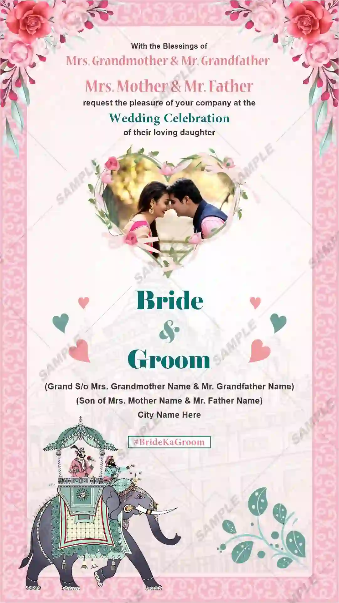 Multi Page Traditional Indian Wedding Invitation Card Set GS-C243 by Graphic Stock