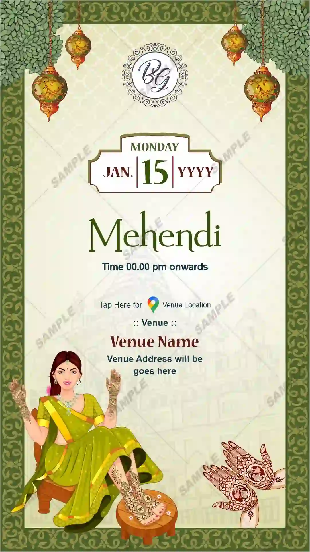mehendi invitation card multipage