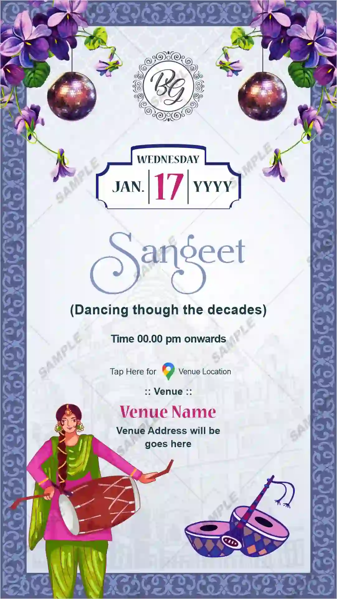 sangeet invitation card